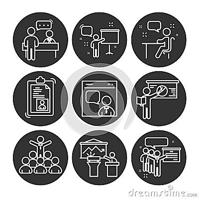 Business presentation line icons. Stock Photo